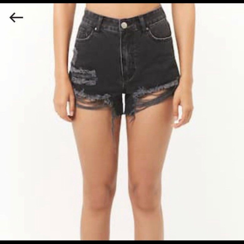 Black distressed shorts